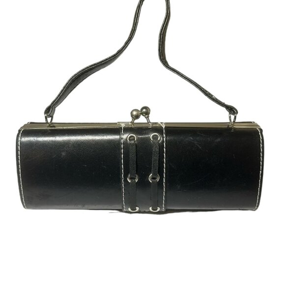 Pleather vintage clutch snap closure handbag - Picture 1 of 4